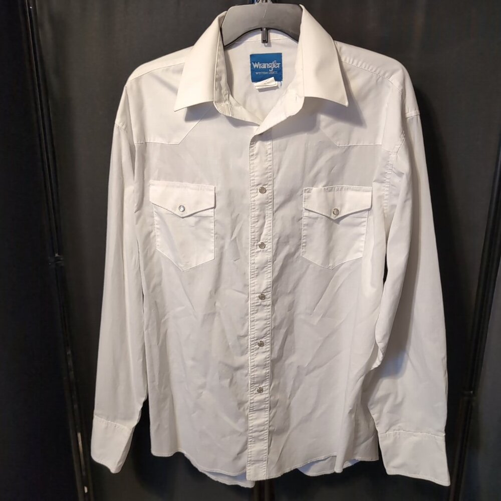Wrangler Western Shirt Mens 16X35 White Long Sleeve Pearl Snaps Cowboy 71105WH